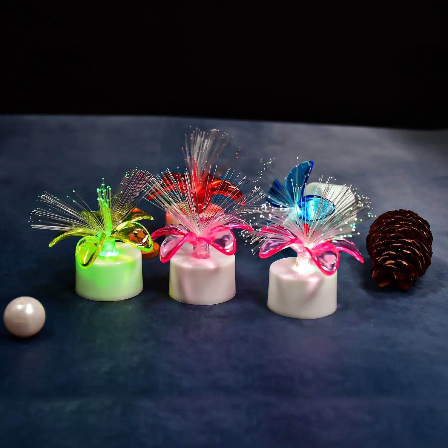 6237 Fiber Optic Light, Mini Color Change LED Table Centerpieces,  Light Up Candle - Pack of 12