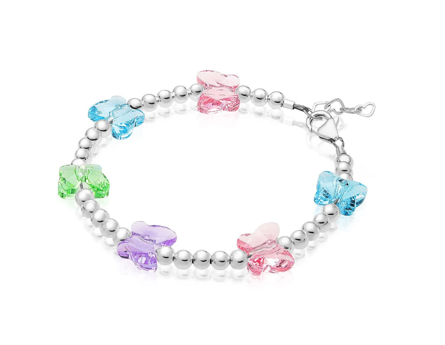 8 MM Multicolor Crystals Butterfly Bracelet for girls