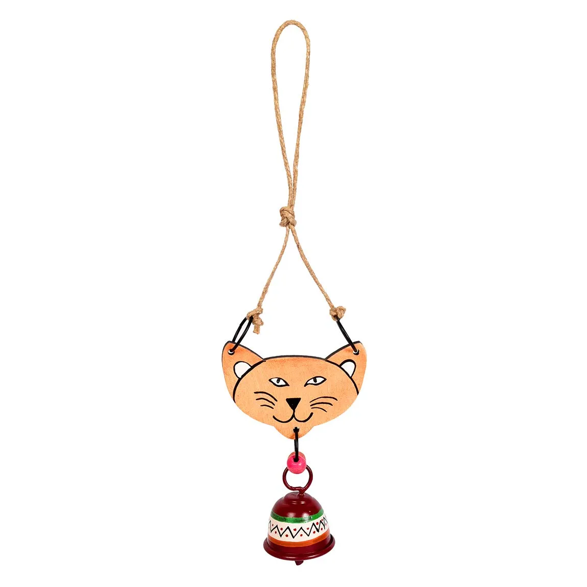 Aakriti Art Creations Handpainted Pink Panther Wind Chimes with Metal Bell for Outdoor Hanging and Home Decoration