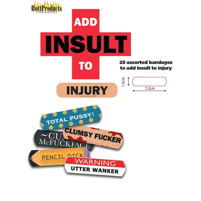 Add Insult To Injury Bandaids with Assorted Sayings Point 9 pc Display