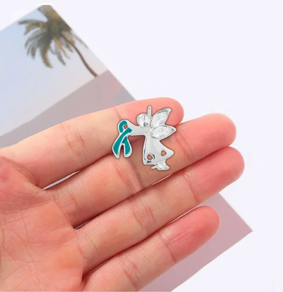 Angel By My Side Ovarian Cancer Ribbon Pins