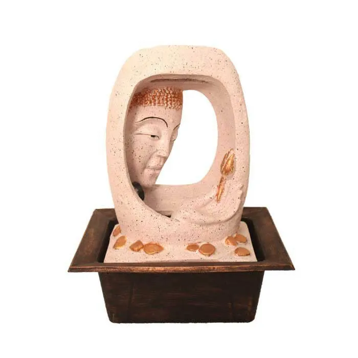 Art N Hub Lord Buddha Face Indoor Outdoor Water Fountain for Home Vastu and Temple Decoration Best Home Inauguration Gift Items Showpiece (30 x 24 x 41 CM | Dotted Pink Copper)