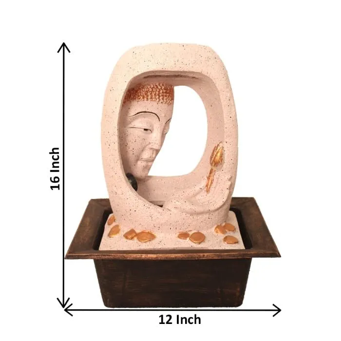 Art N Hub Lord Buddha Face Indoor Outdoor Water Fountain for Home Vastu and Temple Decoration Best Home Inauguration Gift Items Showpiece (30 x 24 x 41 CM | Dotted Pink Copper)