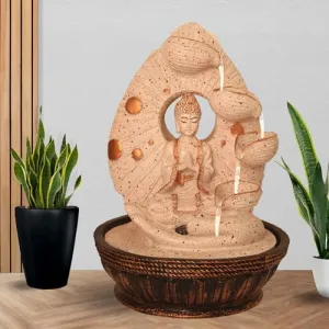 Art N Hub namaskar Buddha Handicraft Indoor Outdoor Fountain for Home Decor and Garden Decoration and Decorative Gift Items for Home (23 x 23 x 34 CM | Dotted Pink Copper)