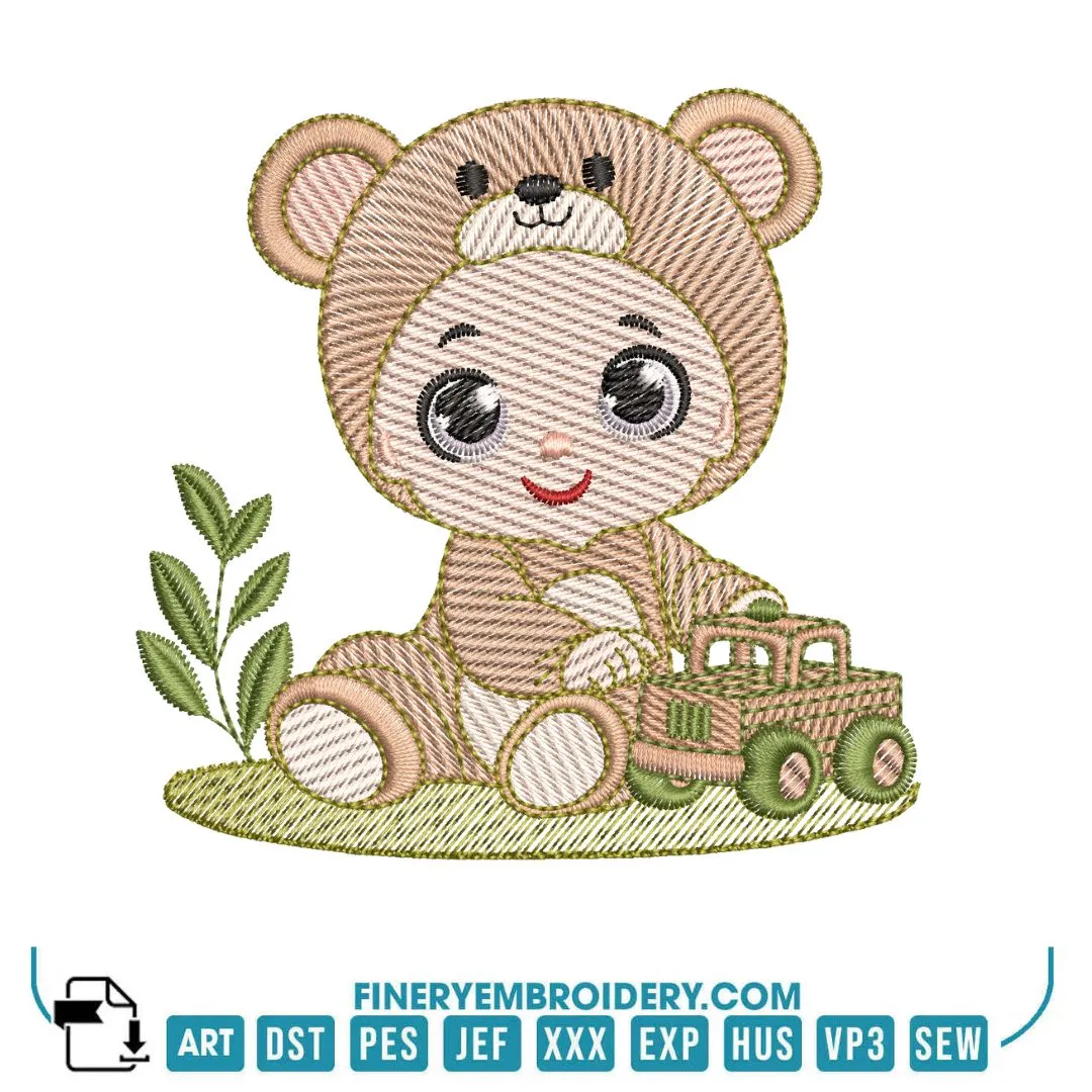 Baby Safari Animal Embroidery Design Pack – 5 Designs in 4 Sizes | FineryEmbroidery