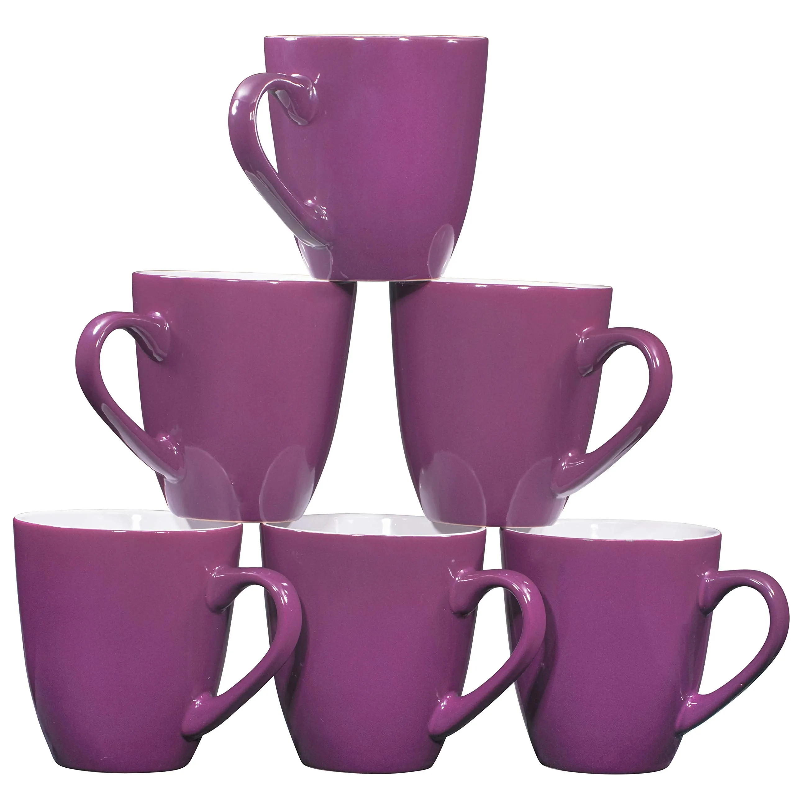 Bruntmor 16 Oz Purple Coffee Mugs 6 Set Large Ceramic Espresso Cups Microwave