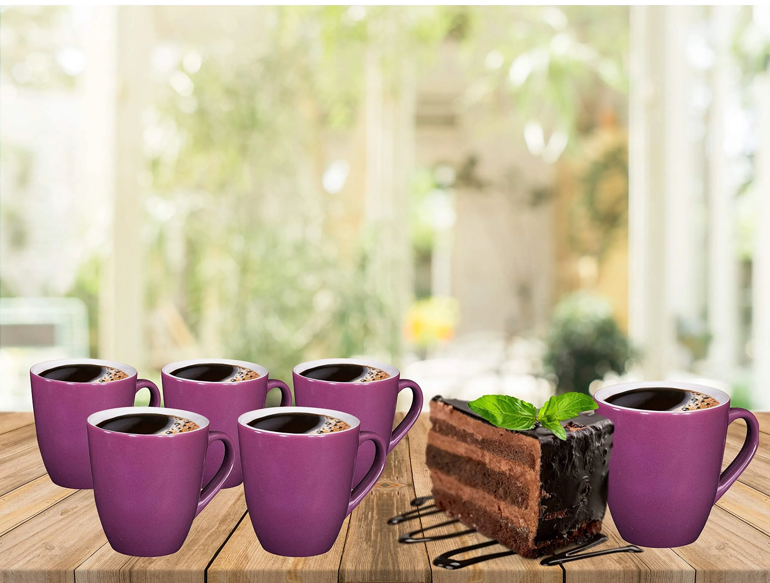 Bruntmor 16 Oz Purple Coffee Mugs 6 Set Large Ceramic Espresso Cups Microwave