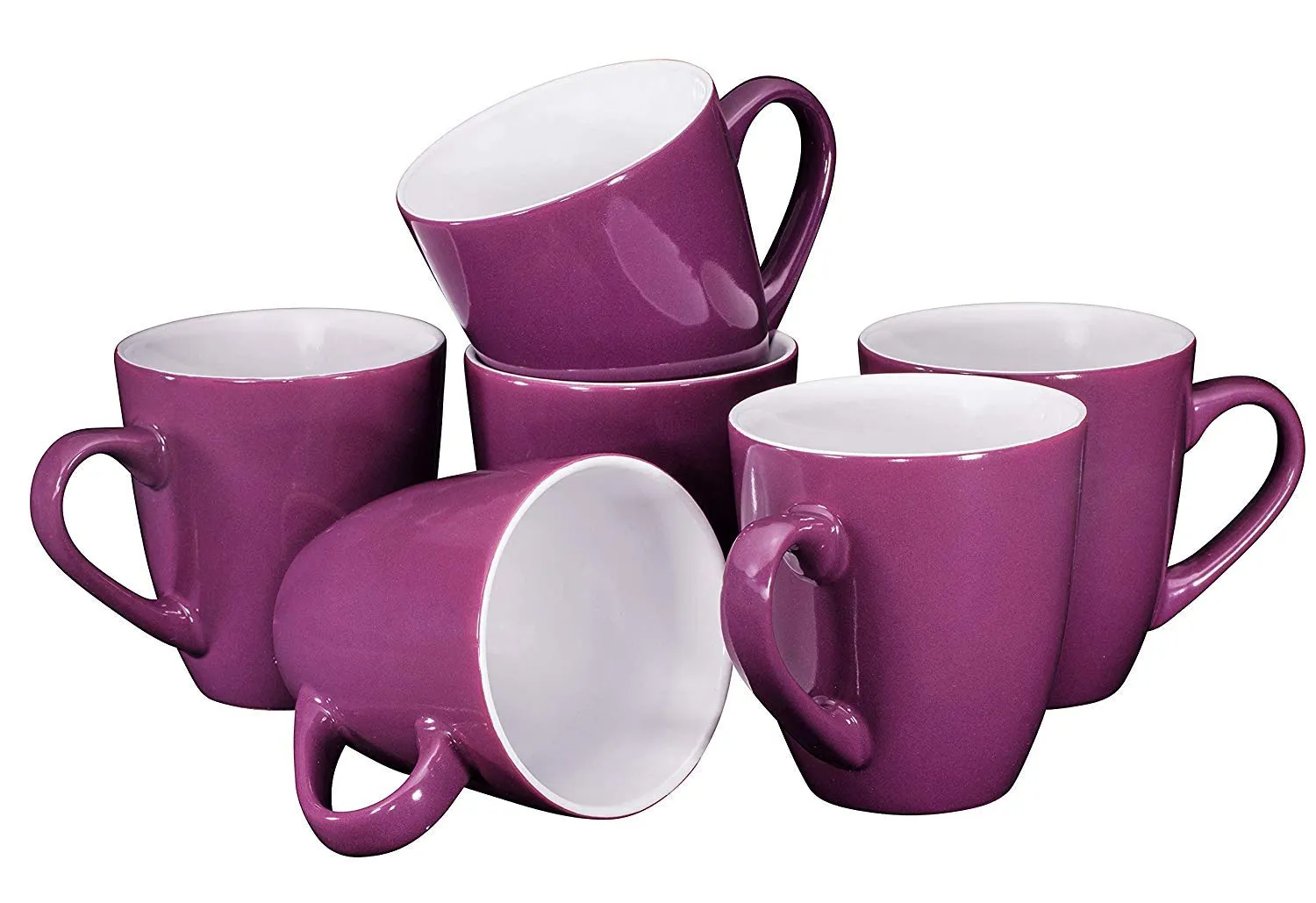 Bruntmor 16 Oz Purple Coffee Mugs 6 Set Large Ceramic Espresso Cups Microwave