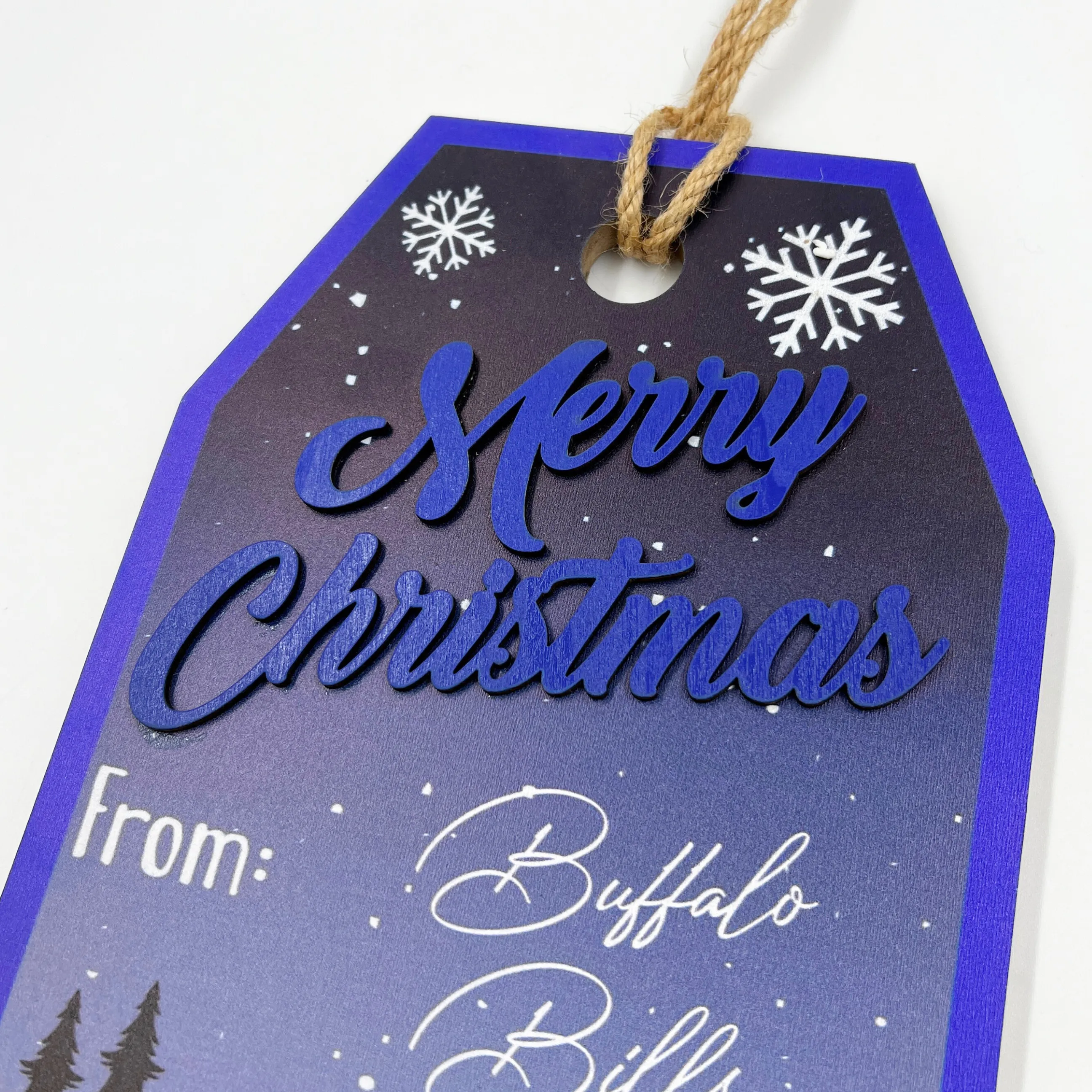 Buffalo Bills Holiday Gift Tag Wooden Sign