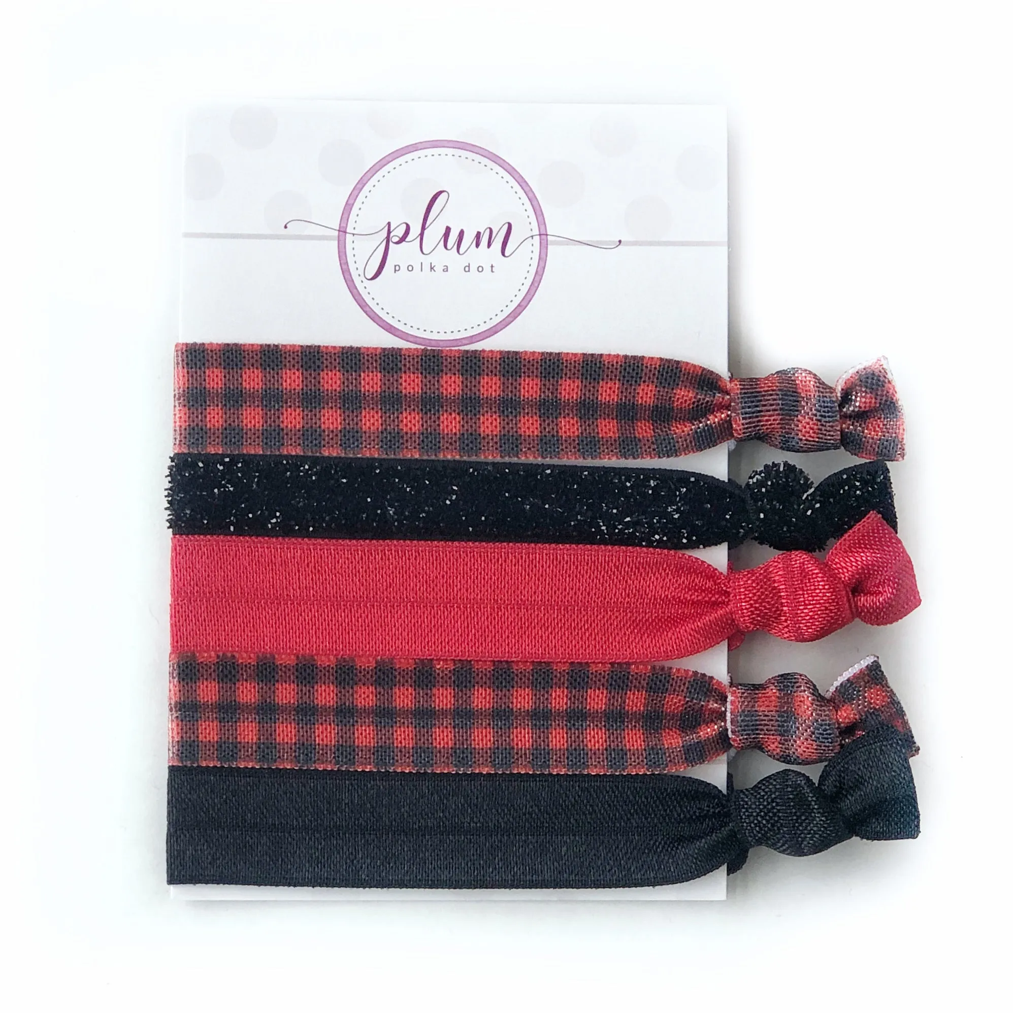 Buffalo Plaid Hair Ties - Set of 5