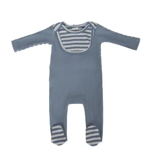 Cadeau Baby Boy Ribbed Detachable Bib Versa Style Footie