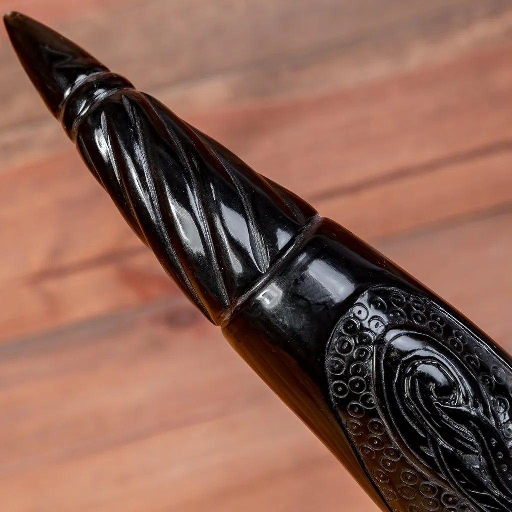 Carved Dual Dragon Drinking Horn