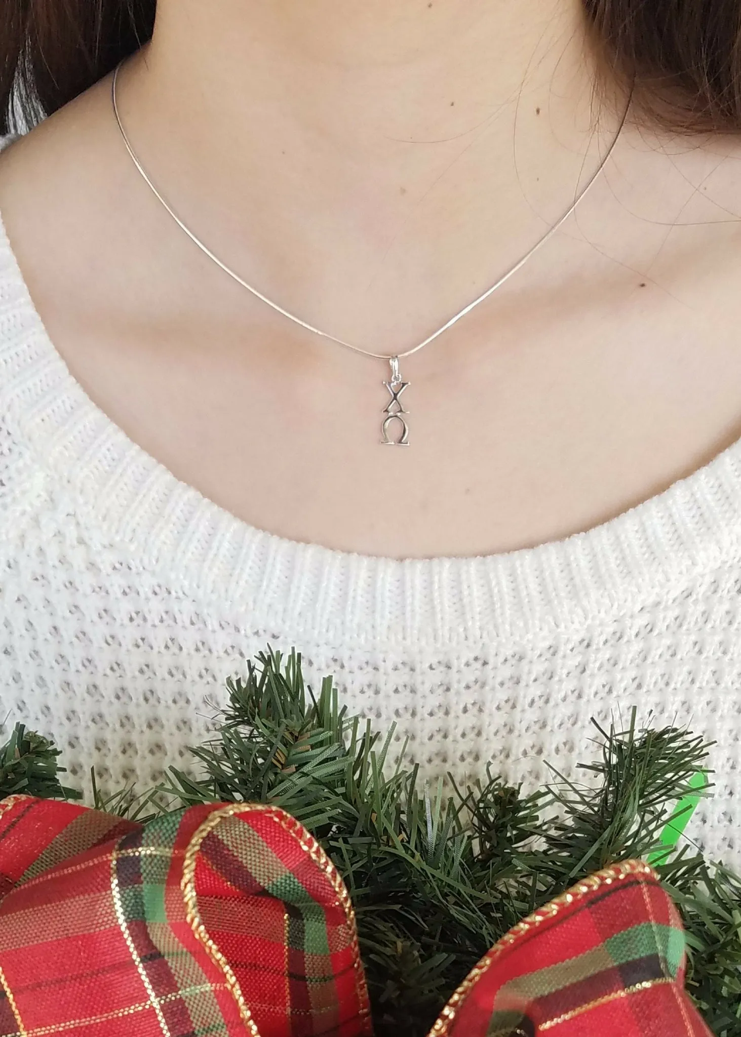 Chi Omega Sterling Silver Lavaliere Pendant