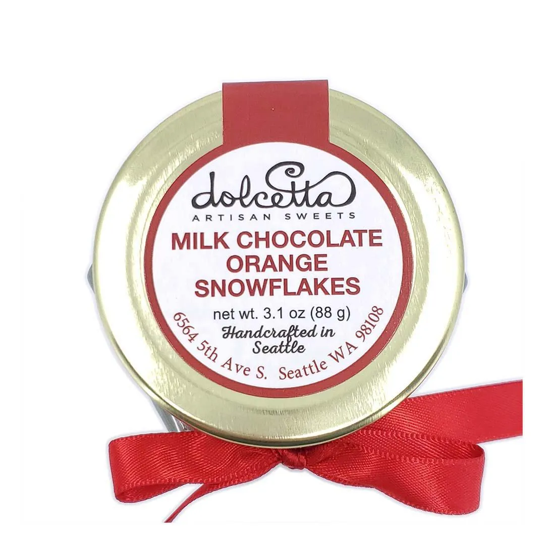 Chocolate Snowflakes - Milk Chocolate Orange by Dolcetta Artisan Sweets