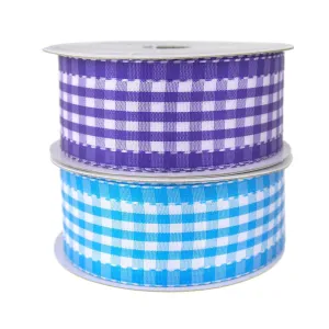 Colorful Saddle Stitched Gingham Ribbon, 1-1/2-Inch, 10-Yard