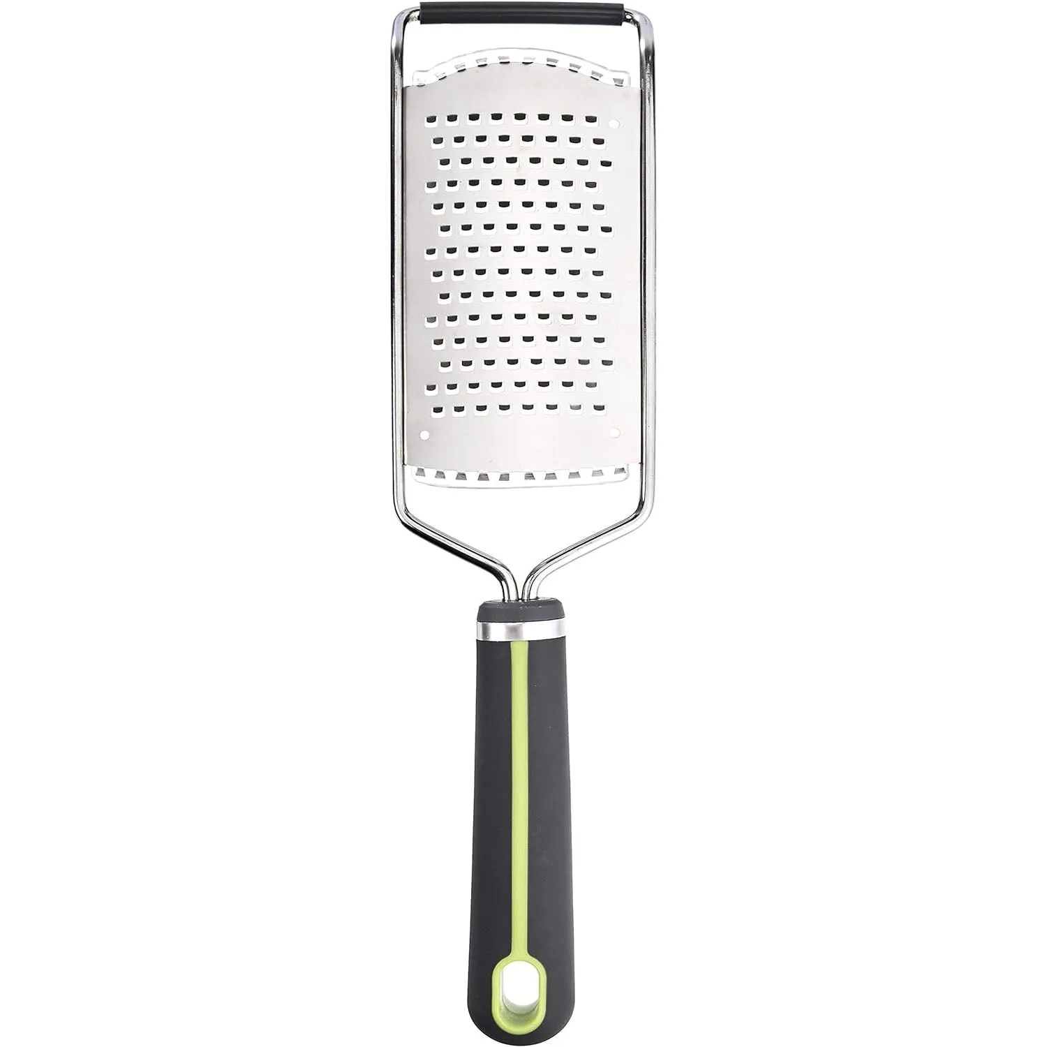 Course Hand Grater with Wide Stainless Steel Blade, Soft Grip Handle, Grey and Green