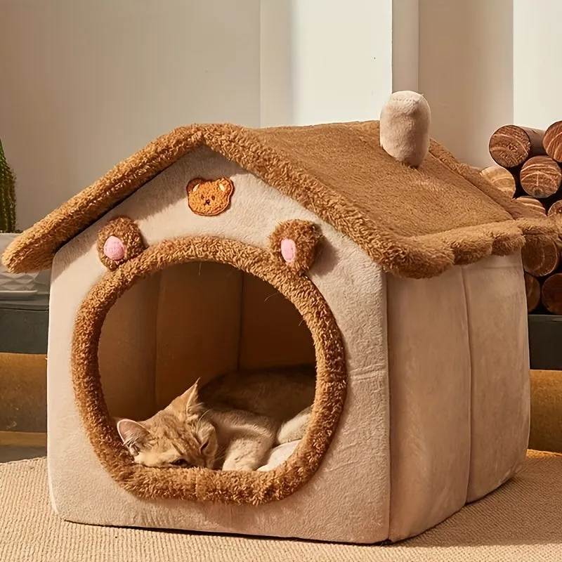 Cozy Removable Winter Bed 1pc Pet House for Cats