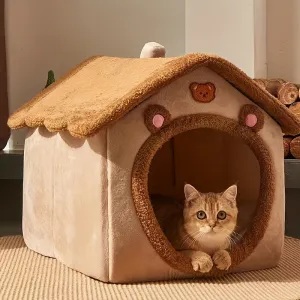 Cozy Removable Winter Bed 1pc Pet House for Cats