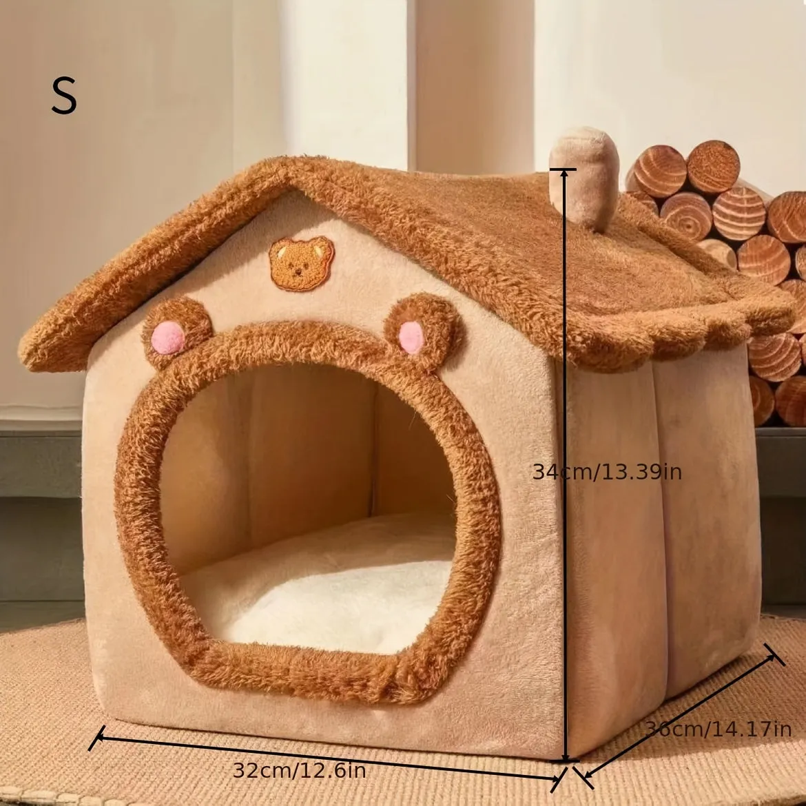 Cozy Removable Winter Bed 1pc Pet House for Cats