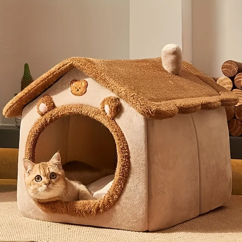 Cozy Removable Winter Bed 1pc Pet House for Cats