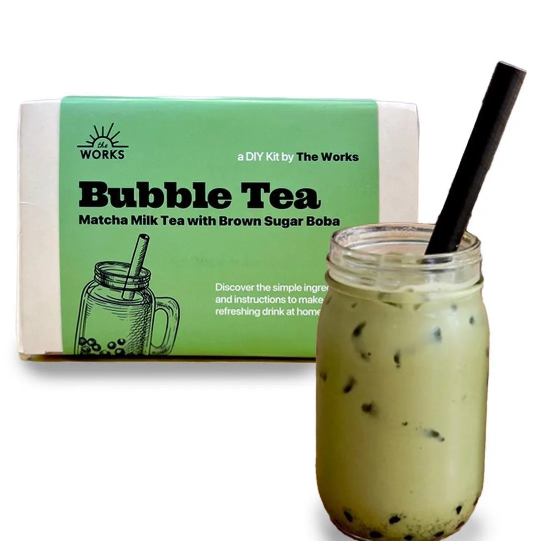 DIY Kit - Matcha Green Bubble Tea with Boba by The Works Seattle