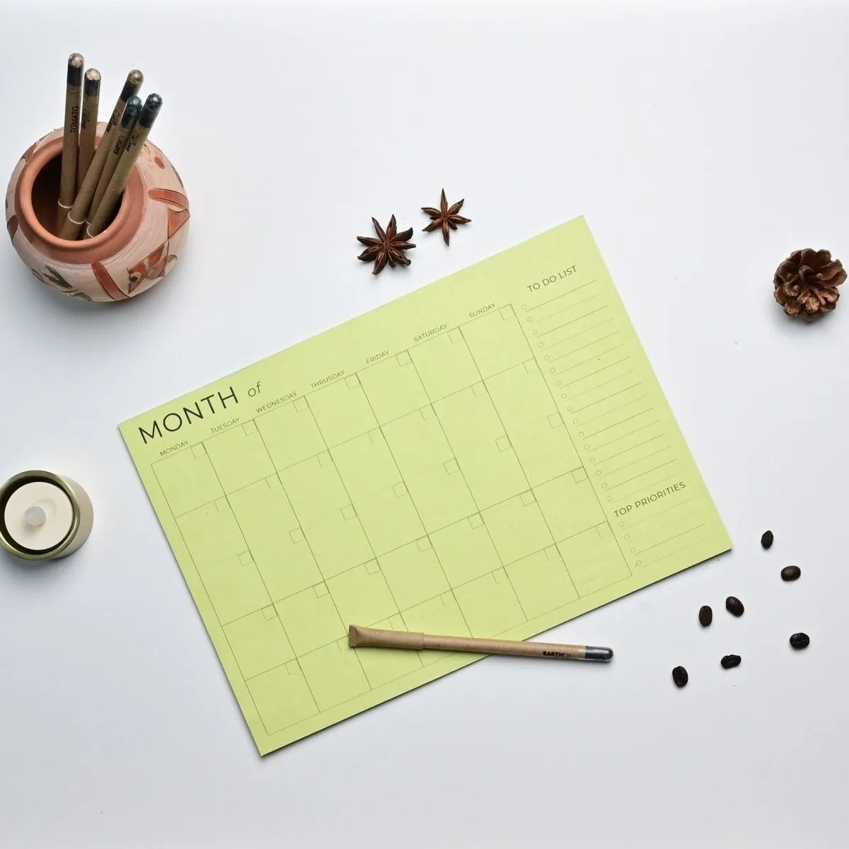 Eco-friendly Tree Free Monthly Jotter | Light Green