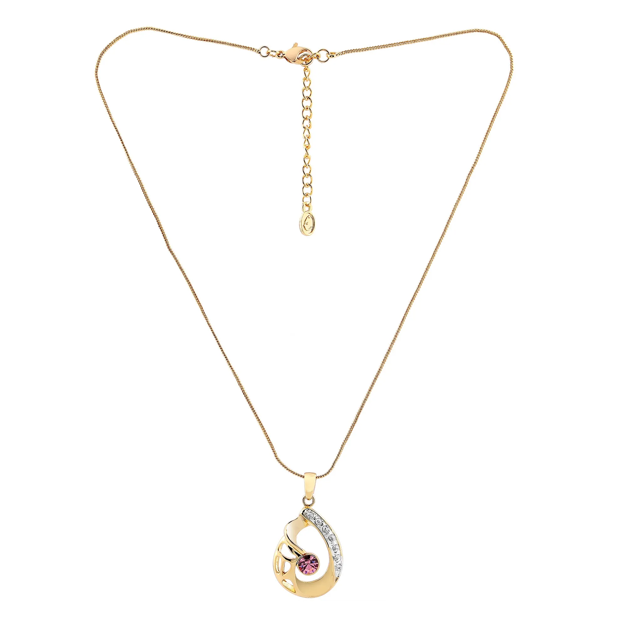 Estele 24 Kt Gold and Silver Plated Loop with Austrain Crystal Pendant Set for Women