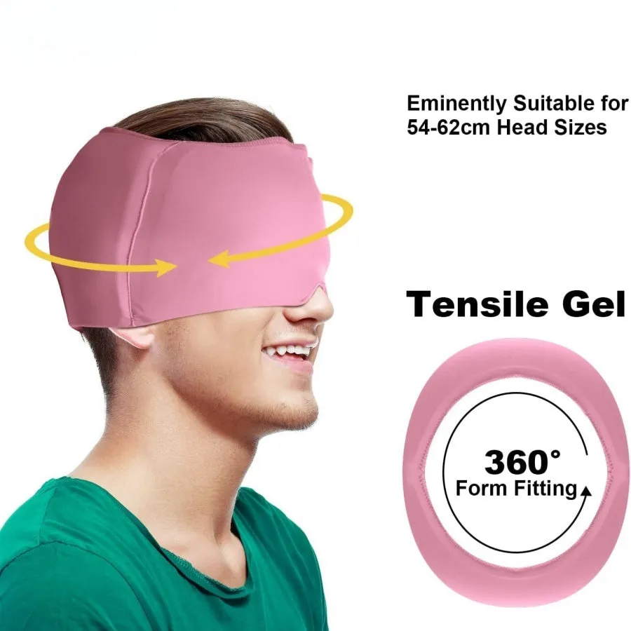 Gel Migraine Relief Cap 360° Hot Cold Headache Ice Hat Reusable Stress Pressure Mask Cold Therapy Head Wrap for Tension Headache Relief, Sinus Pressure, Puffy Eyes