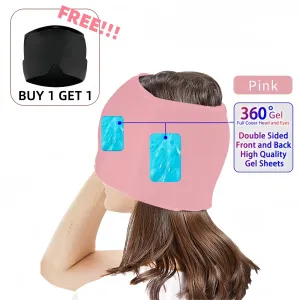 Gel Migraine Relief Cap 360° Hot Cold Headache Ice Hat Reusable Stress Pressure Mask Cold Therapy Head Wrap for Tension Headache Relief, Sinus Pressure, Puffy Eyes