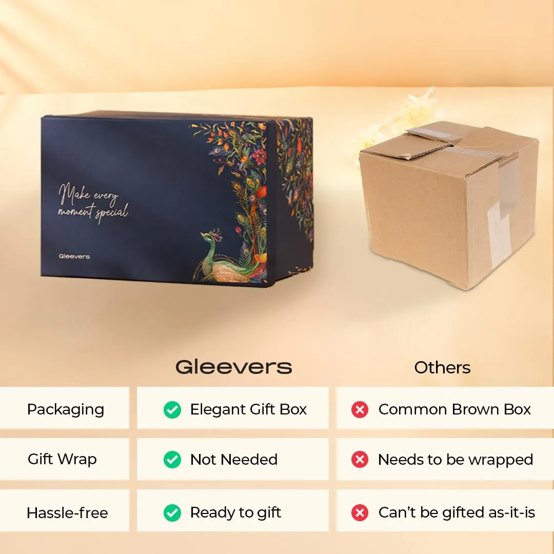 Gleevers Corporate Gifts for Employees |Gift Hamper with Glass Vase (Golden) & 2 Marble Diya | Diwali Gift Items, Diwali Gifts for Family and Friends, Home Décor Items, Housewarming Gift (Pack of 3)