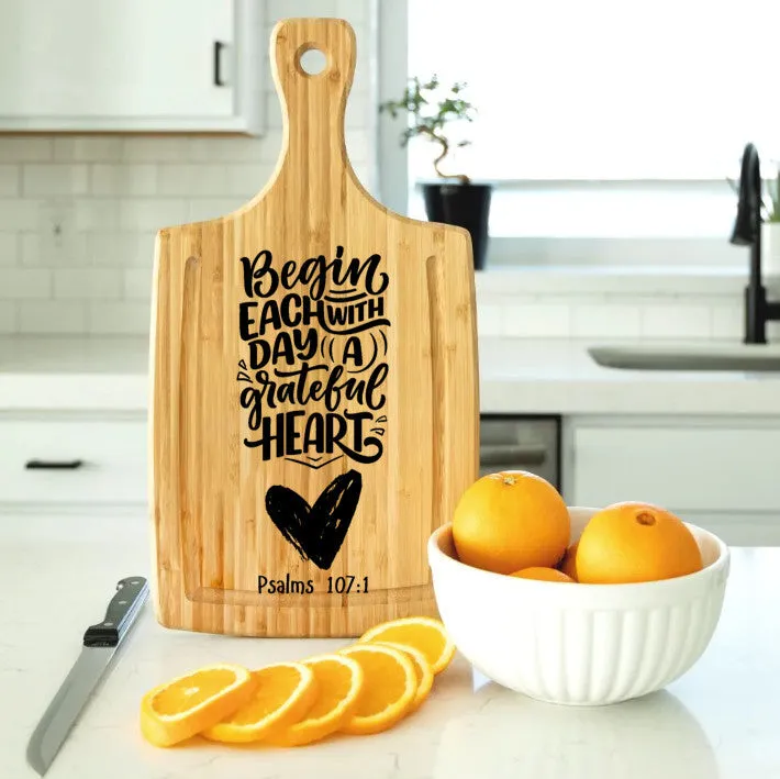 Grateful Heart Large Handle Cutting Board