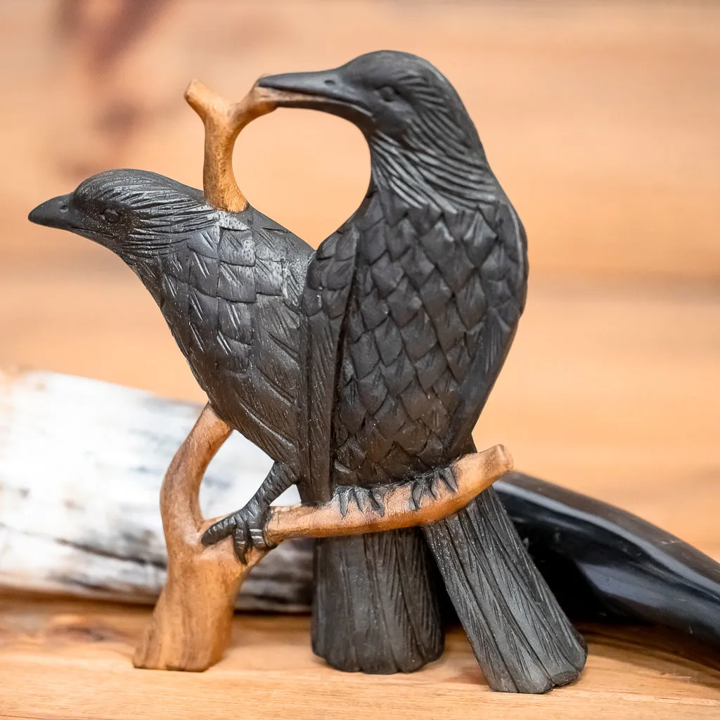 Hand Carved huginn & Munnin Horn Stand