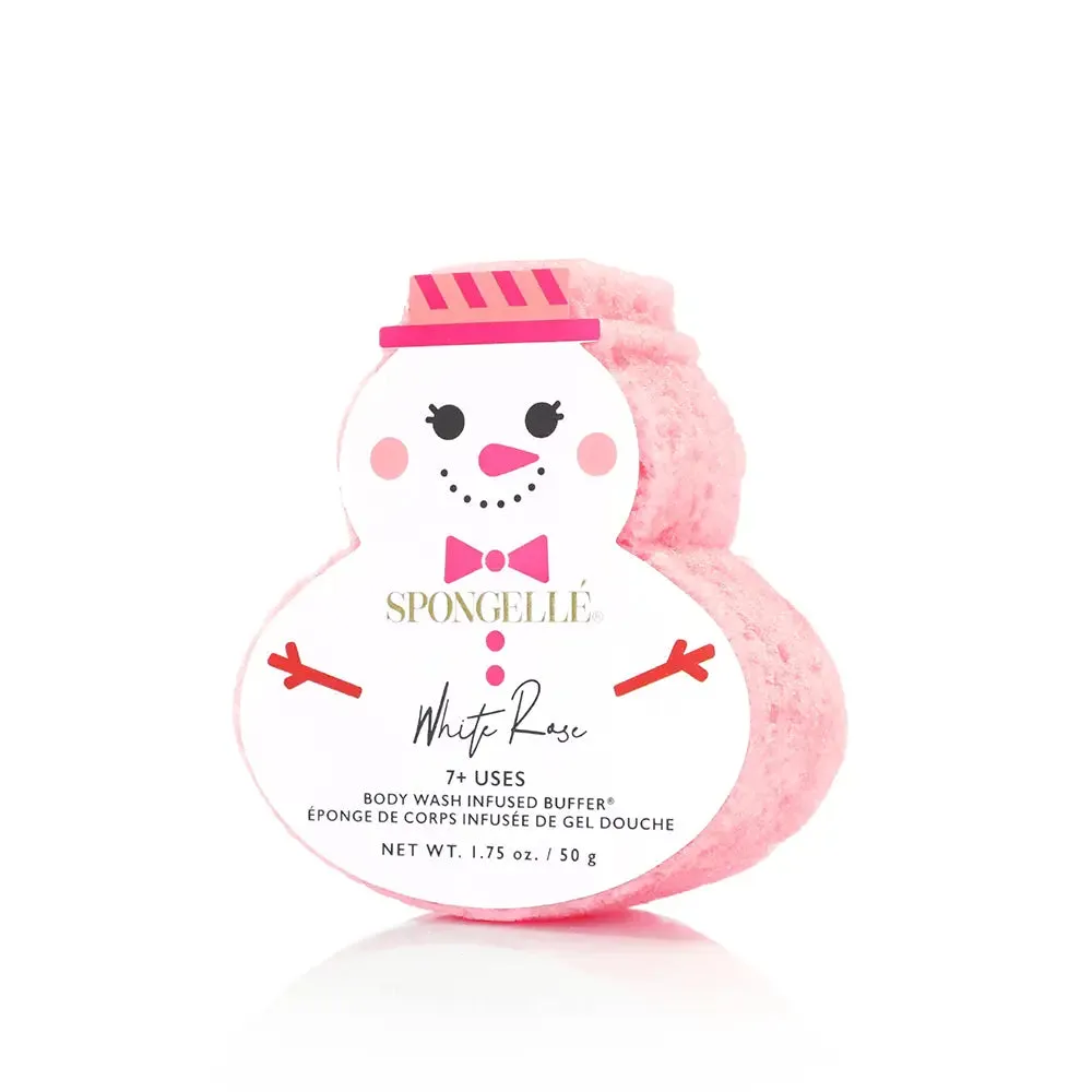 Holiday Snowman Body Wash Infused Buffer - White Rose