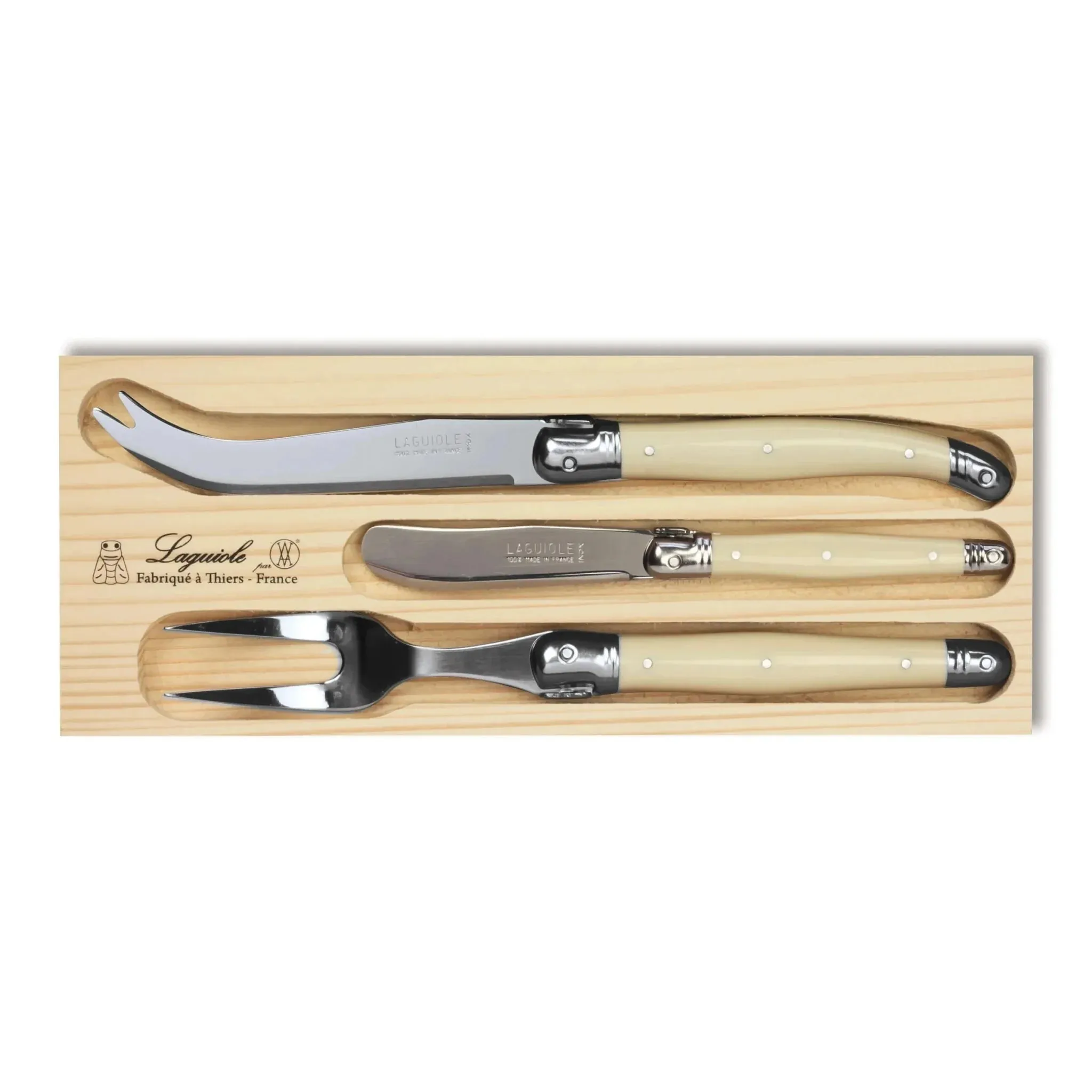 Laguiole Verdier Cheese Knife Fork and Butter Knife Set