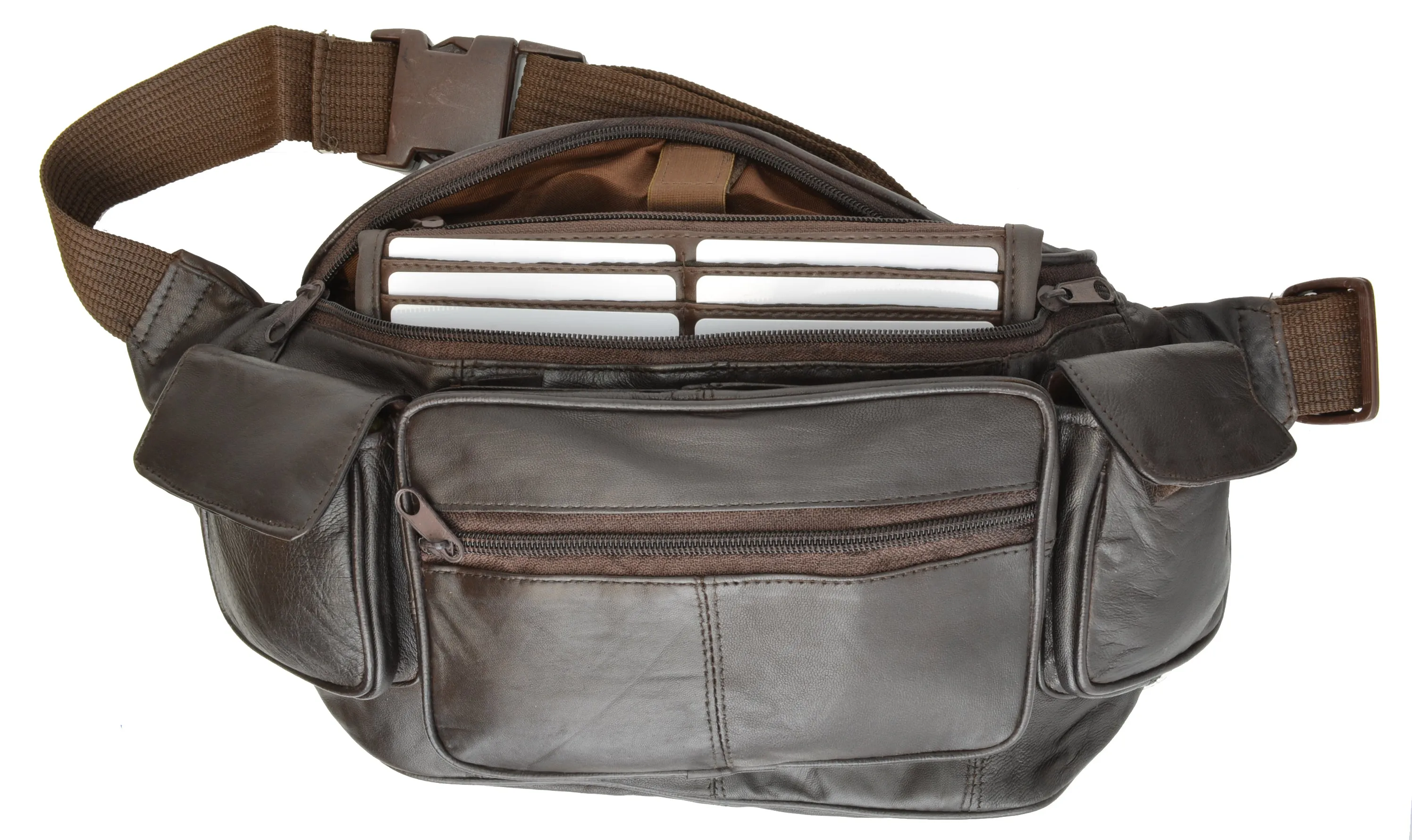 Marshal Extra Large Mens Womens Leather Fanny Pack Waist Pouch Travel Bag