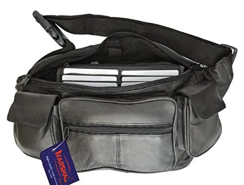 Marshal Extra Large Mens Womens Leather Fanny Pack Waist Pouch Travel Bag