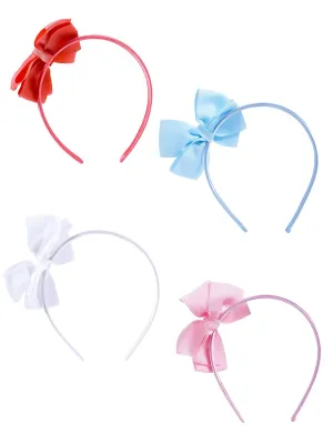 Melbees by Yellow Chimes Combo Set of 4 Bow Hair Bands for Kids Girls Hair Accessories (Pack of 4), Multi-Color, Medium