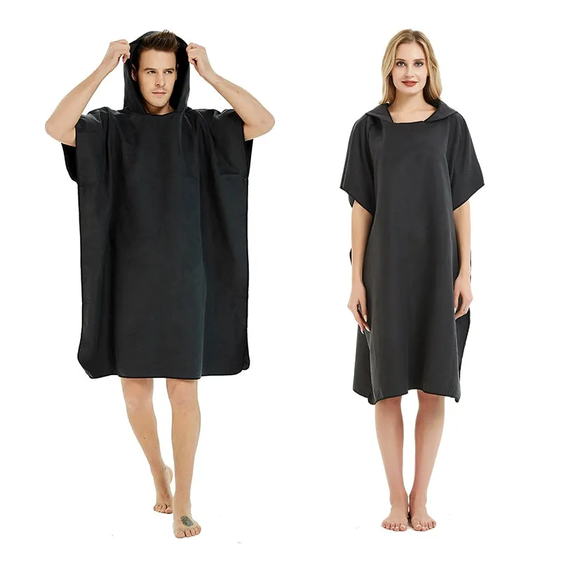 Microfiber  Wetsuit Changing Robe  with Hood, Quick Dry Hooded Towels for Swim, Beach Surf Poncho Compact & Lightweight