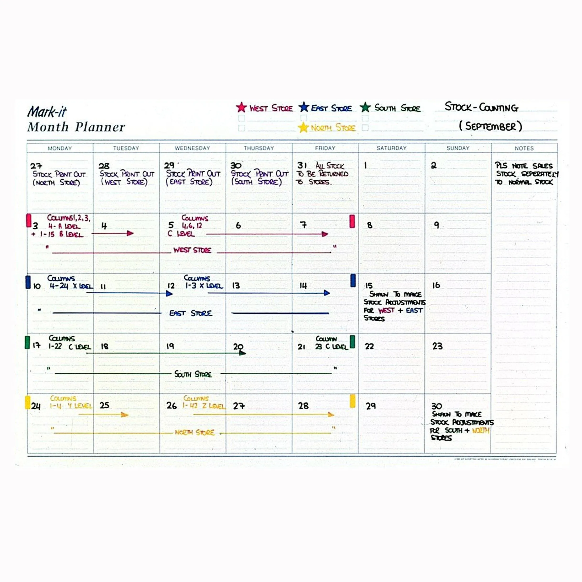 Monthly Laminated Wall Planner