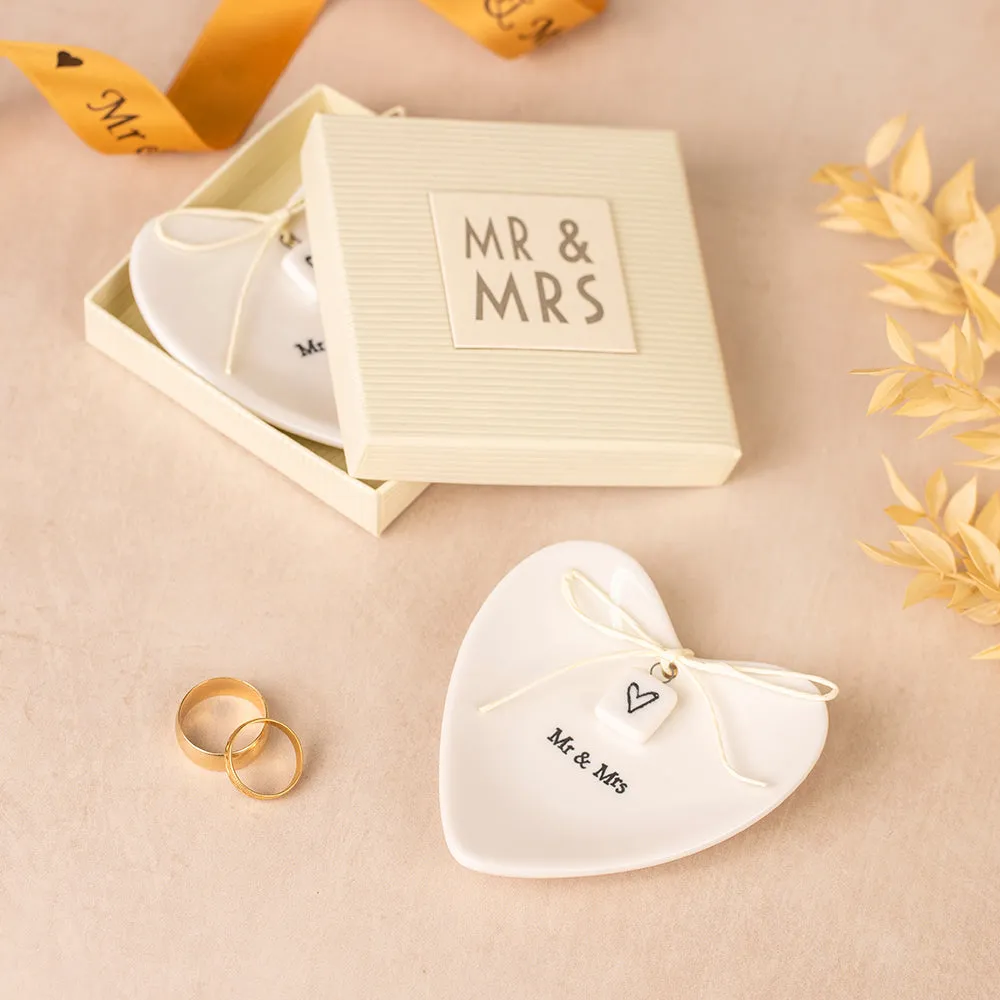 Mr and Mrs Candle and Keepsake Ring Dish Botanical Style