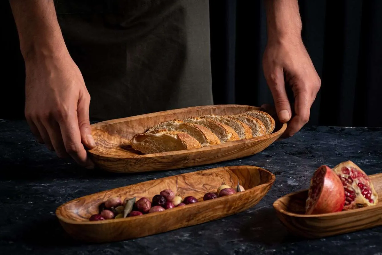 Olive Wood - Bread and Fruit Serving