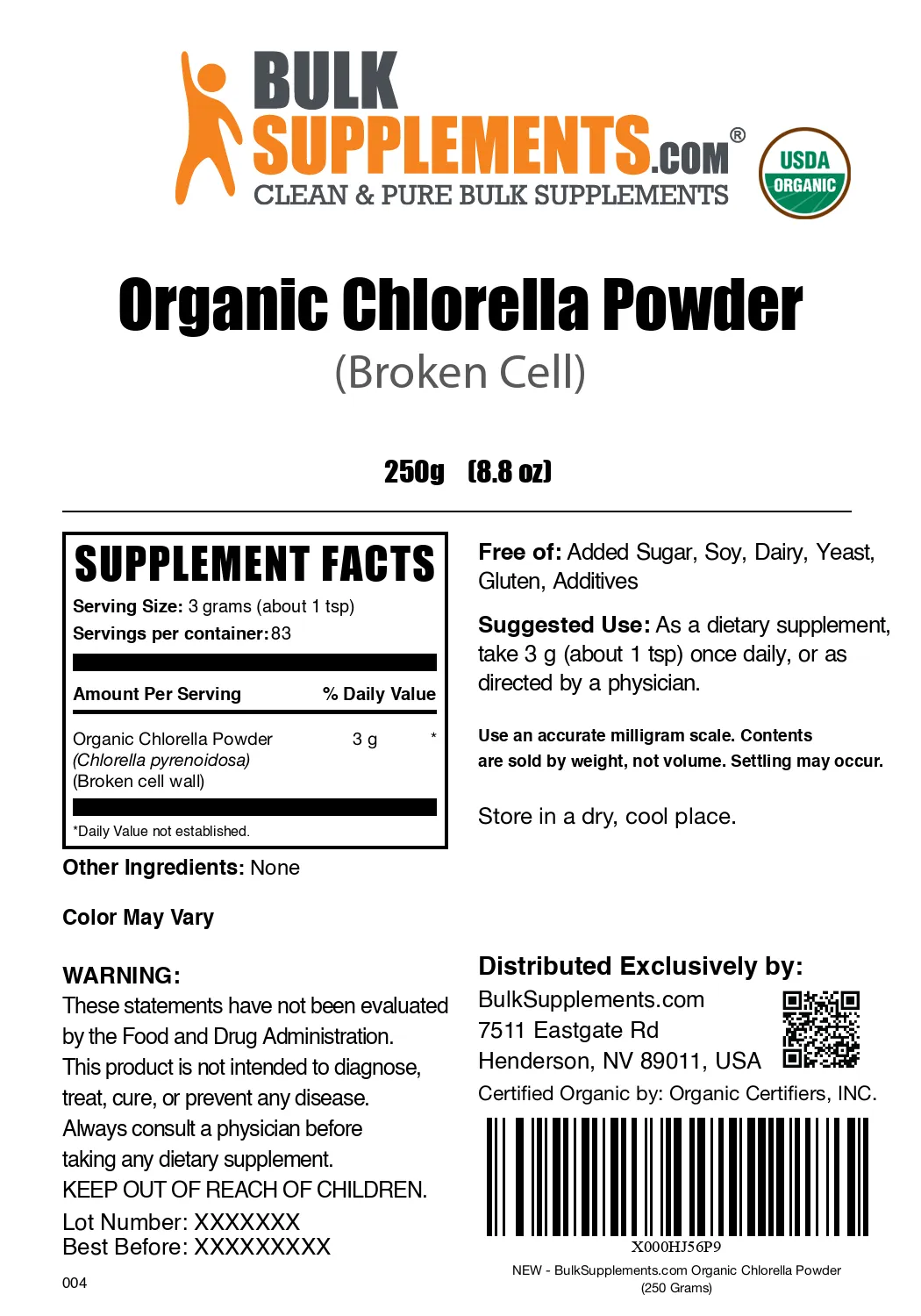 Organic Chlorella (Blue-Green Algae) Powder