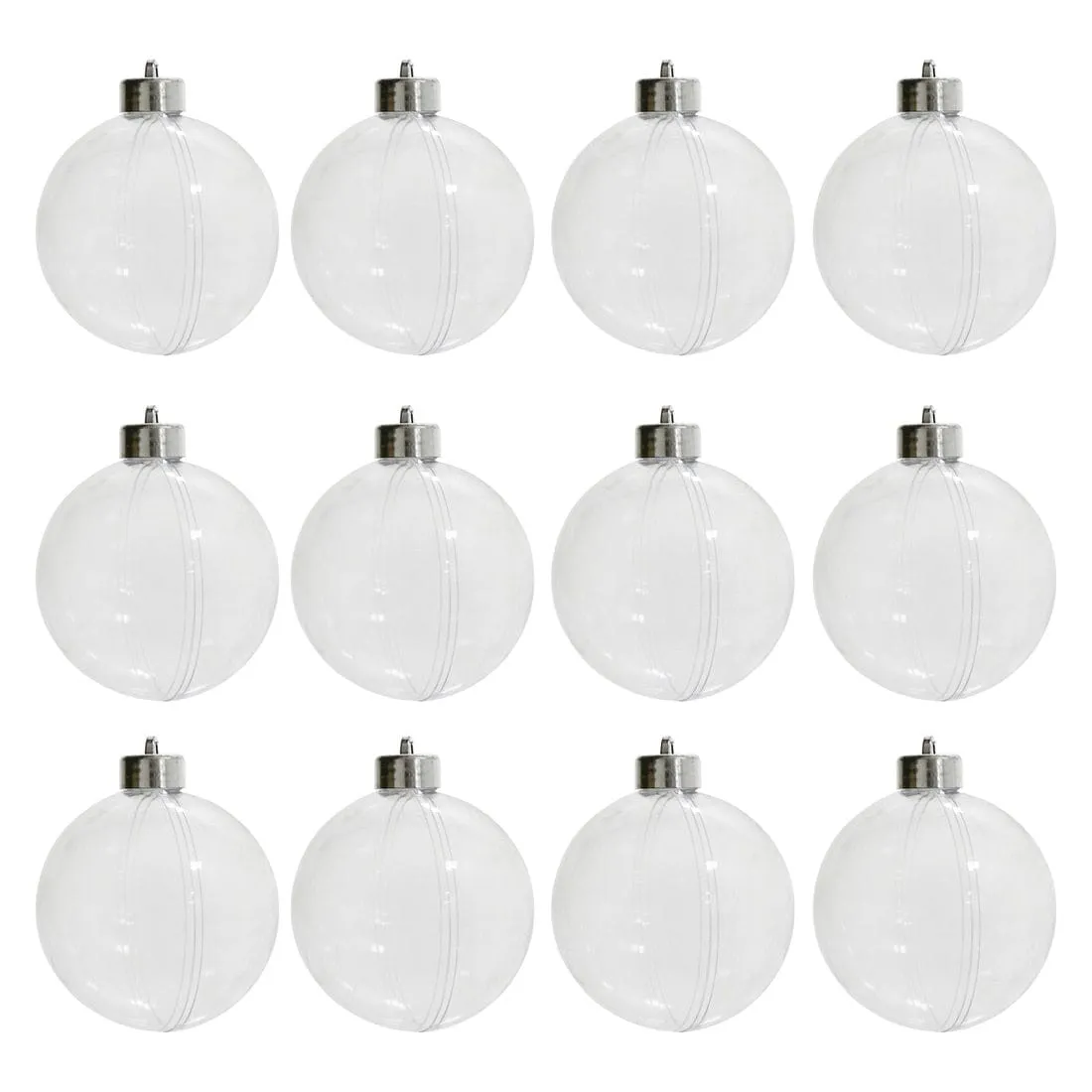 Pack of 12 80mm DIY Christmas Baubles Clear Plastic Fillable