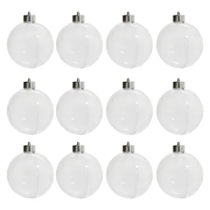 Pack of 12 80mm DIY Christmas Baubles Clear Plastic Fillable