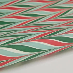 Paper Mirchi Christmas Candy Stripes Hand Marbled Wrapping Paper