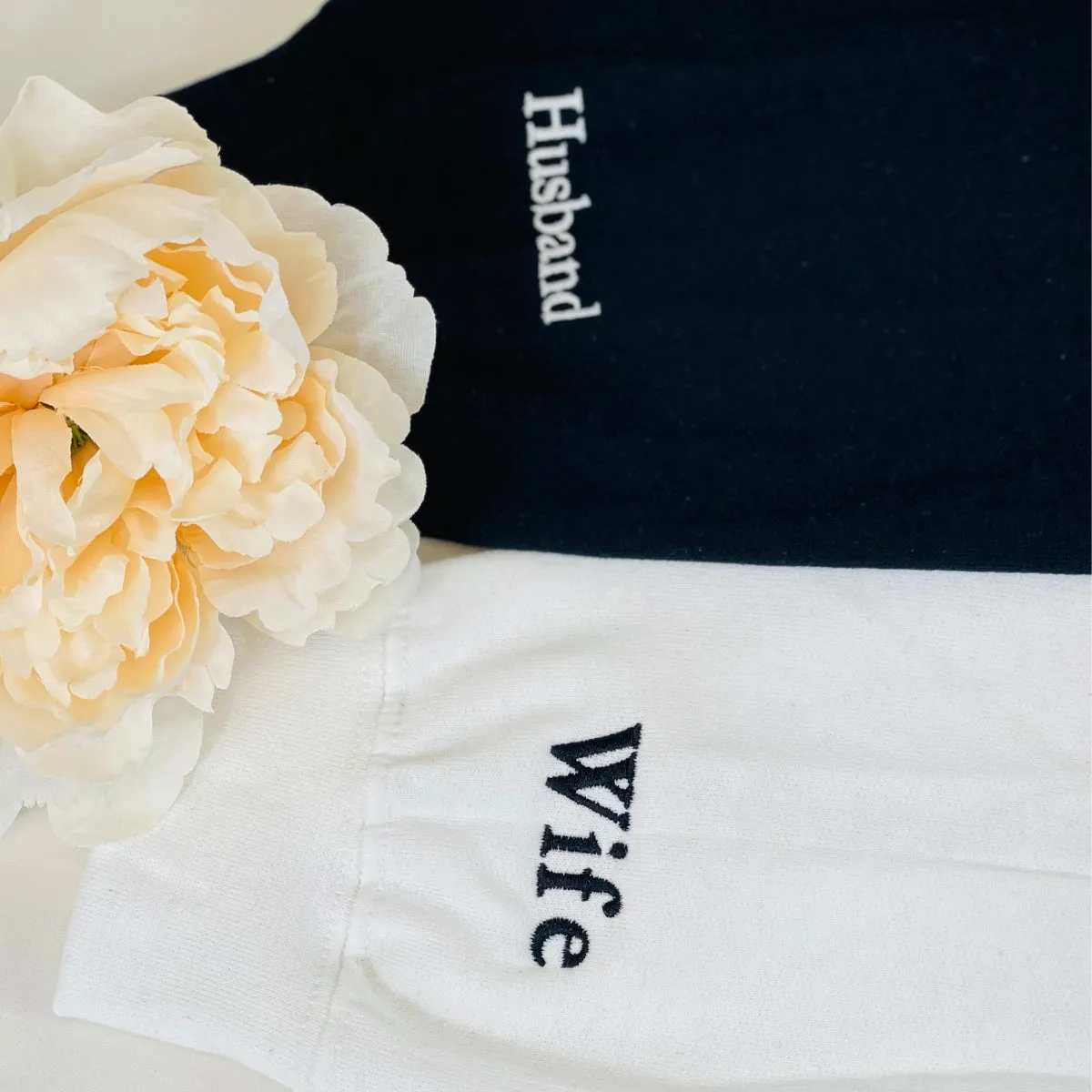 Personalized Bridal Shower Gifts for Her with Embroidered Ms Mrs Sweatshirt, EST Date, Any Text Icon on Sleeve