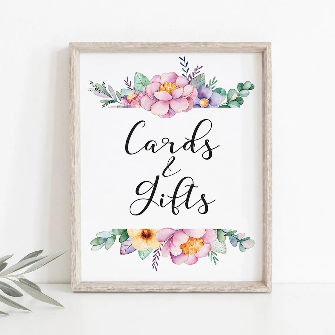 Pink and Purple Floral Cards and Gifts Sign Printable