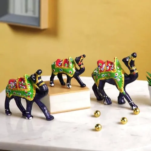 Rushville Handicraft Rajasthani Design Camel Sequence 3 Pieces for Gift Home Decorative & Pooja Room