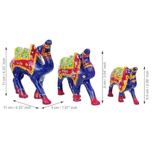 Rushville Handicraft Rajasthani Design Camel Sequence 3 Pieces for Gift Home Decorative & Pooja Room