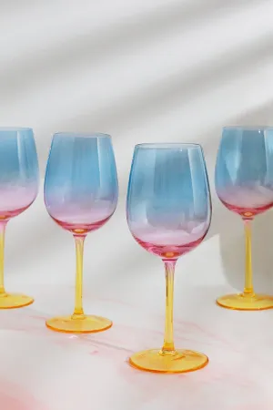 Set of 4 Wine Glasses with a Rainbow Hue